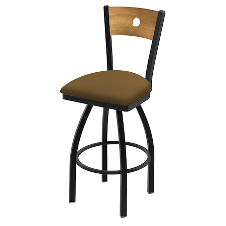 Holland Bar Stool Co 25" Swivel Counter Stool, Black Wrinkle, Med Back, Canter Saddle Seat 83025BWMedMplB012
